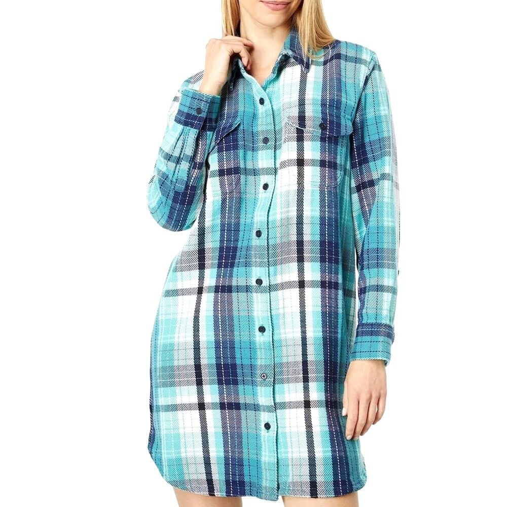 Outerknown Women's Blanket Plaid 100% Cotton Shirt Dress Sz Small New With Tags